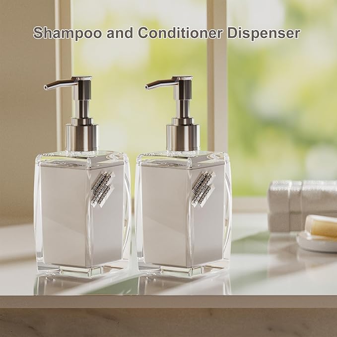 2 Pack Soap Dispenser,soap Dispenser for Kitchen Sink,soap Dispenser Bathroom with ABS Pump,Dish soap Dispenser,250ml (8.8oz) Refillable Pump Bottle Plastic for Liquid Soap、 Shampoo、 Body Wash,