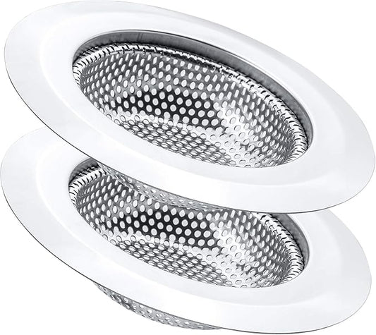 2 Pcs Kitchen Sink Strainer, Stainless Steel Drain Cover, Large Wide Rim 4.5" Diameter, Anti Clogging Basket Catcher, Dishwasher Safe