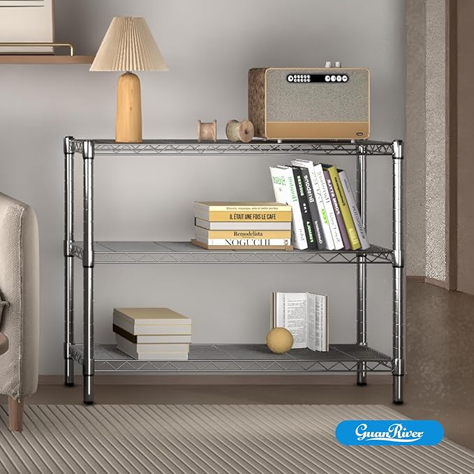 3-Shelf Adjustable Metal Shelf Wire Shelving Storage Rack for Office,Kitchen,Bedroom,Bathroom,Laundry,Pantry Basement,Garage(Chrome,36" L x 14" W x 30" H)