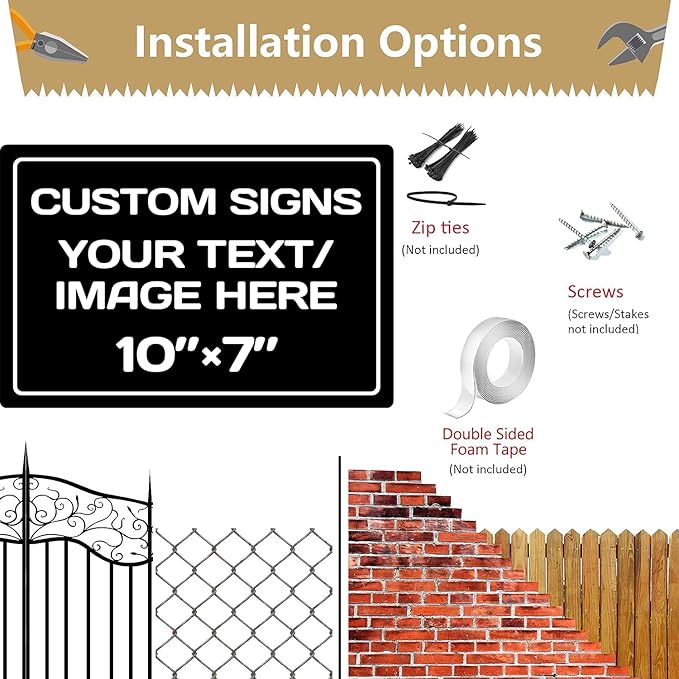 Personalized Aluminum Weatherproof Metal Signs - Custom Text & Picture, Multiple Sizes - Hazard, Garden, Custom Door & Business Signs