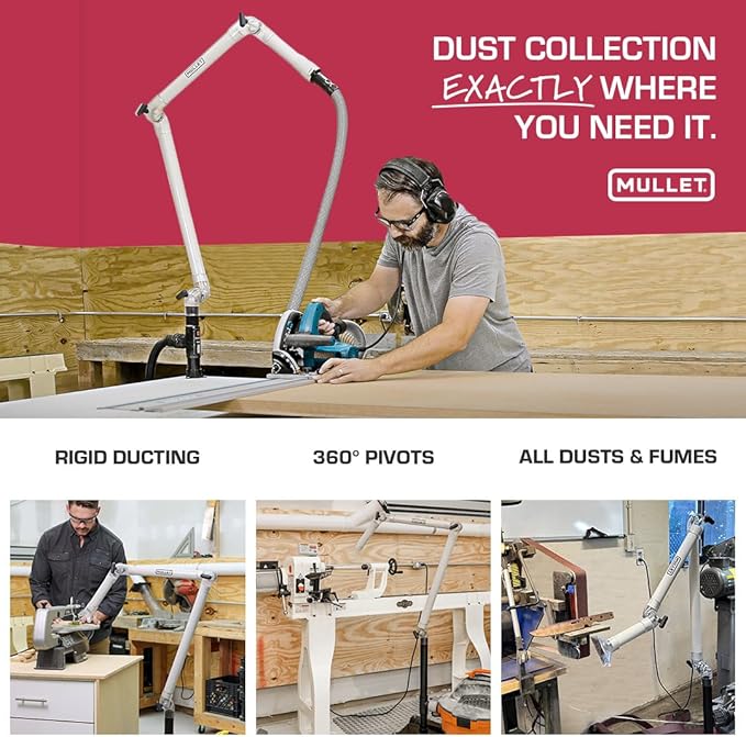 Mullet ThirdHand Dust Collection Boom Arm (Boom Arm + Shop Vac Base)