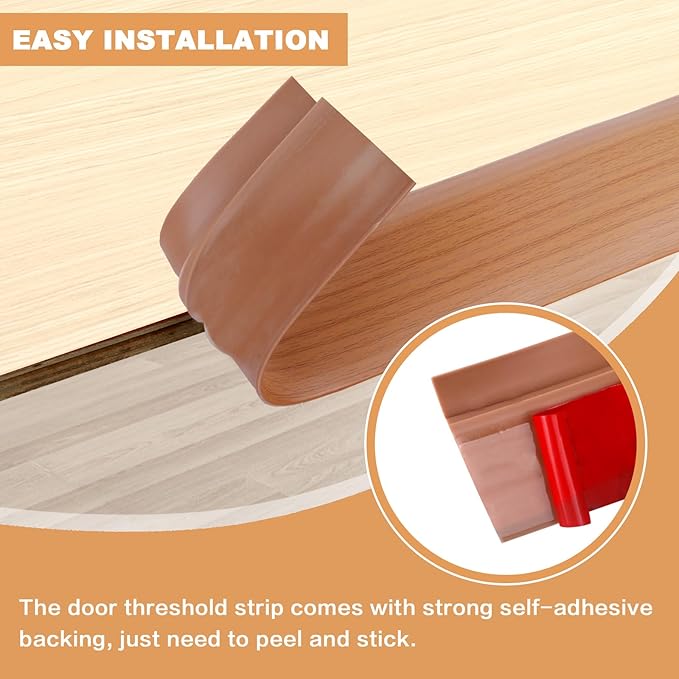 Vinyl Door Threshold Flooring Transition Strip Self Adhesive Carpet Edging Strip for Laminate Doorway Edge Threshold from 2/5" to 3/5" (Yellow Wood Grain, 3.3 Ft)