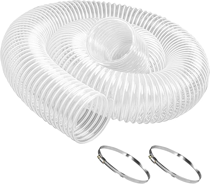 PVC Dust Collection Hose 6" x 5'- Heavy PVC Fume Collection Hose for Workshop, Woodworking, Dust Collection Systems