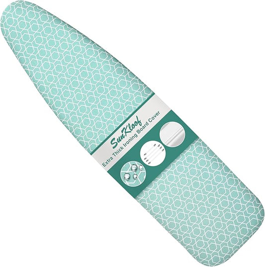 Extra Thick Ironing Board Cover and Pad,15x54 Reflective Silicone Ironing Board Cover Resist Scorching and Staining Standard Size Ironing Board Covers with Padding Elastic Edges 4 Fasteners