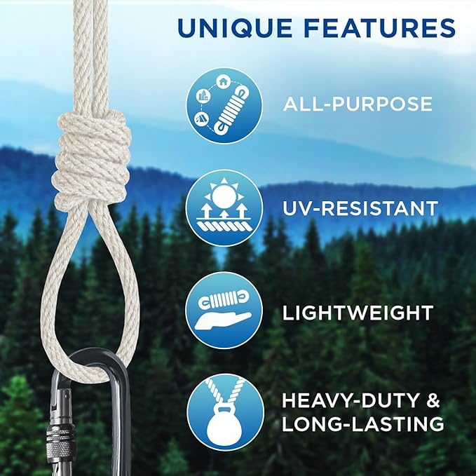 TECEUM 500lb Cotton Rope 3/16” (5 mm) – 50 FT | 100 FT– Strong All-Purpose Braided Rope – Natural Cotton – for Crafting, Сamping, Clothes Line, DIY, Indoor & Outdoor Use – Natural