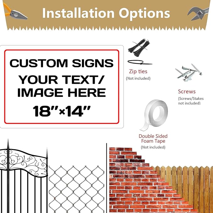 Personalized Aluminum Metal Signs - Weatherproof, Custom Text & Picture, Multiple Sizes (18 * 14 Inch, White)