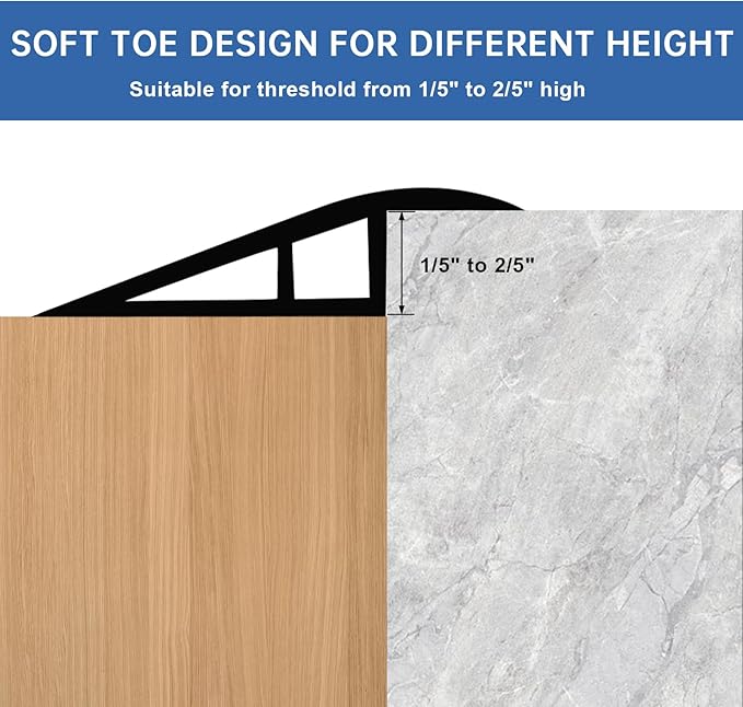 Vinyl Door Threshold Flooring Transition Strip Self Adhesive Carpet Edging Strip for Laminate Doorway Edge Threshold from 1/5" to 2/5" (Brown Wood Grain, 6.6 Ft)