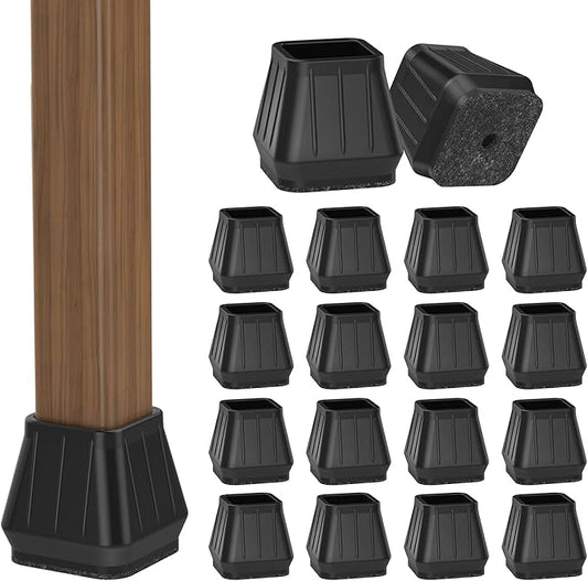 24PCS Square Chair Leg Floor Protectors for Hardwood Floors, Thicken Rubber Chair Leg Cap Covers, Non Slip Furniture Leg Pads to Protect Wood Tile Floors from Scratches and Reduce Noise