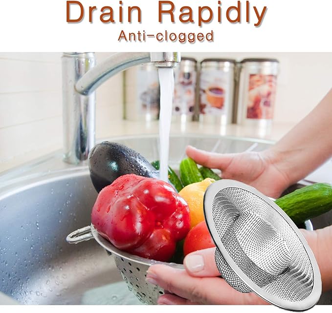 4pcs Heavy Duty Stainless Steel Slop Basket Filter Trap, 4.41" Top / 2.44" Mesh Metal Sink Strainer,Perfect for Kitchen Sink/Bathroom Bathtub Wash Basin Floor Drain Balcony Drain Hole,Utility…