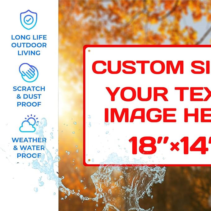 Custom Aluminum Weatherproof Metal Signs - Multiple Sizes, Personalized Text & Picture, Horizontal Traffic Regulation & Hazard Signs