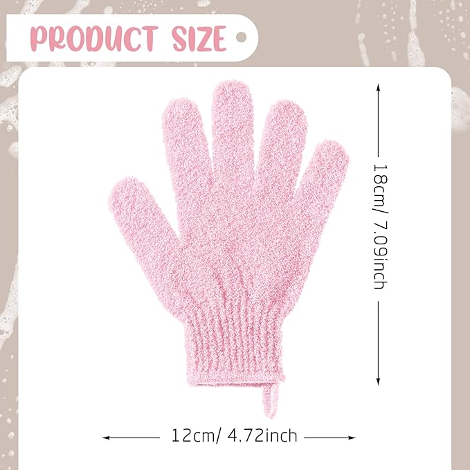 104 Pcs Exfoliating Glove Bulk Shower Gloves with Hanging Loop Exfoliating Body Scrubber Dead Skin Remover for Body Bath Beauty Spa Massage Scrubs Men Women Bathing (Pink)