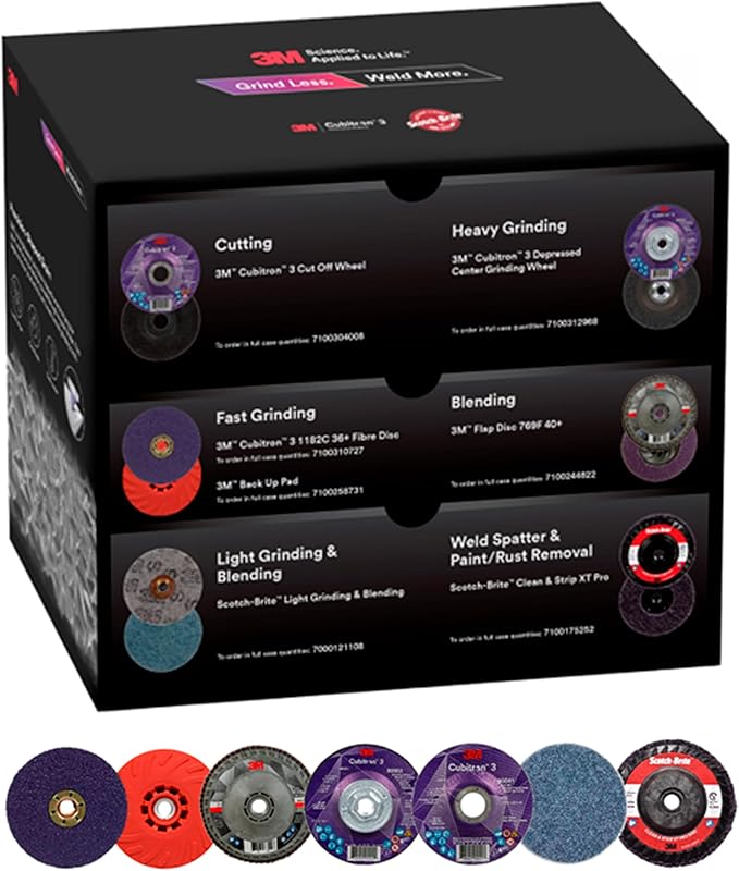 3M Grind Less Weld More Promo Kit, 67115, 4-1/2 in Discs, 16 Piece Welding Kit for Cutting, Grinding, Blending, Finishing, Rust Removal, Deburring