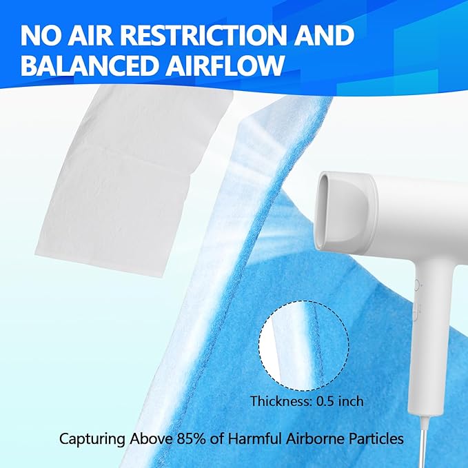12" x120" Air Vent Filters, Cut to Fit Air Filter (50+ Filters), MERV 8 Triple Vent Filter for Home Floor, Ceiling, RV, HVAC Furnace Vents, With Adhesive Hook Tape and Installation Tape