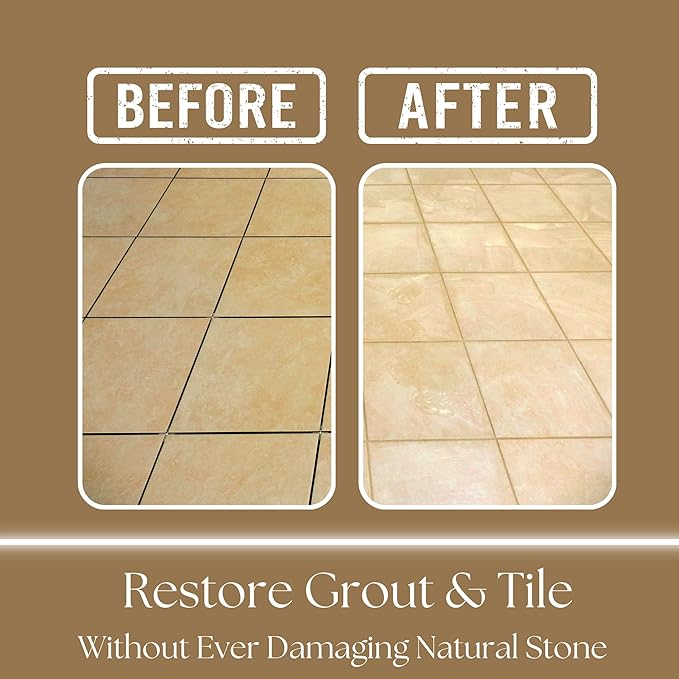 Natural Stone Grout Cleaner, Safe for Marble, Travertine, Limestone, Tile Spray on Grout Cleaner. (32 oz.)