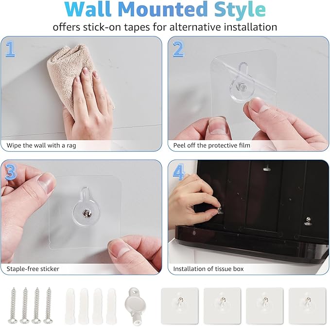 Paper Towel Dispenser Wall Mount, Multifold Paper Towel Holder Adhesive Hand Towel Dispenser for Bathroom Kitchen Commercial, White