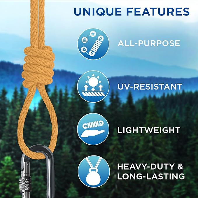 TECEUM Cotton Rope 3/16” (5 mm) – 100 FT – Strong All-Purpose Braided Rope – Natural Cotton – for Crafting, Сamping, Clothes Line, DIY, Indoor & Outdoor Use – Honey