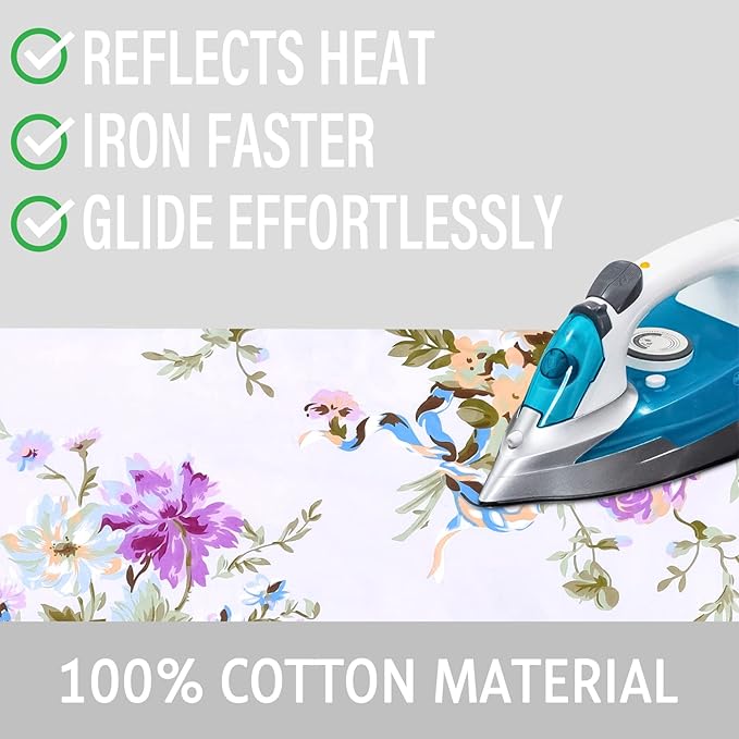 Ironing Board Cover and Pad 15x54 Inch Standard Ironing Board Cover with Elastic Edge and Hook and Loop Fasteners Scorch and Stain Resistant Cotton Ironing Covers