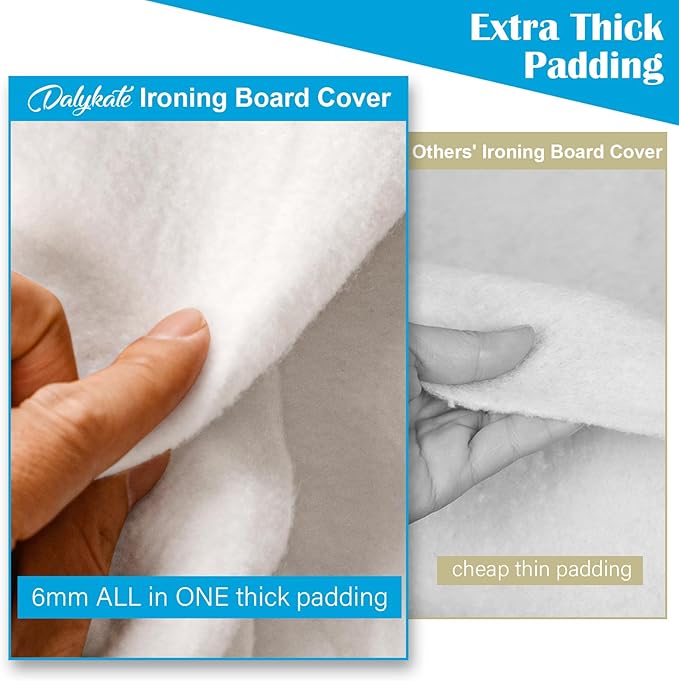 Ironing Board Cover for 18" x 49", Extra-Wide Pad with Elastic Edge, Thick Padding, Anti-Scorch, Bonus Mesh Cloth