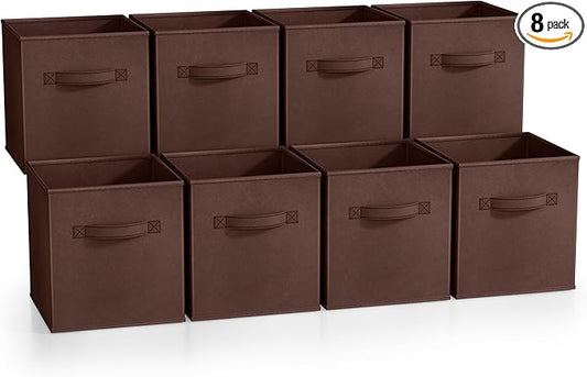 Sorbus Fabric Storage Cubes - 8 Foldable Storage Bins for Organizing Pantry, Cubbies, Toy Box - Clothes Storage & Closet Organizer - 11 Inch Collapsible Cube Baskets for Shelves with Handle