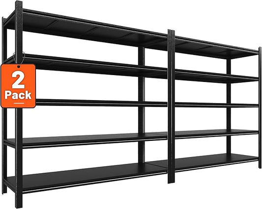 48.2" W Garage Shelving 3000LBS Storage Shelves Heavy Duty Garage Storage Shelves Adjustable 5 Tier Metal Shelves for Storage Industrial Heavy Duty Shelving Utility Shelf 24.2"Dx48.2"Wx 72.2"H