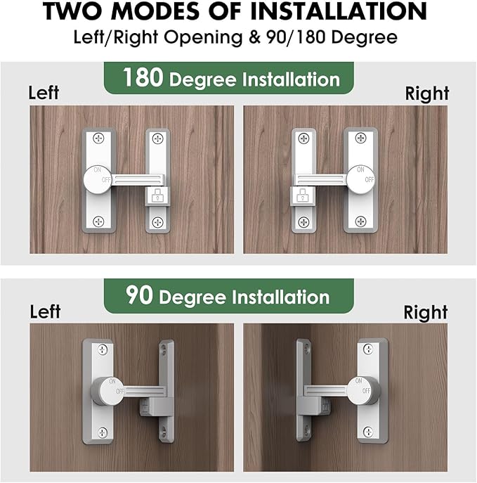 Barn Door Lock Latch, 90/180 Degree Flip Sliding Door Latch for Garage, Bedroom, Cabinet, Sturdy Zinc Alloy Security 90 Degree Lock (White-2 Pcs)