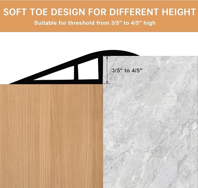 Vinyl Door Threshold Flooring Transition Strip Self Adhesive Carpet Edging Strip for Laminate Doorway Edge Threshold from 3/5" to 4/5" (Smoked Brown Wood Grain, 3.3 Ft)