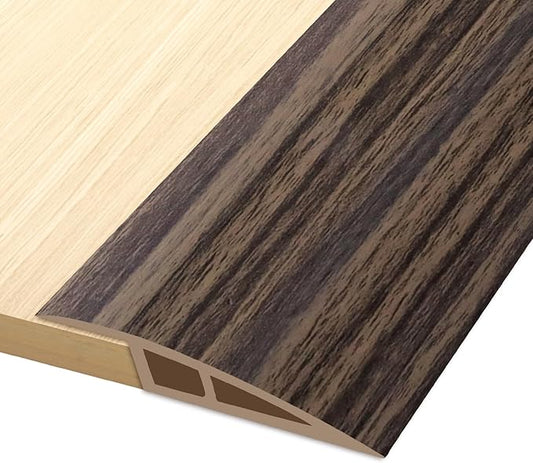 Vinyl Door Threshold Flooring Transition Strip Self Adhesive Carpet Edging Strip for Laminate Doorway Edge Threshold from 2/5" to 3/5" (Grayish Brown Wood Grain, 3.3 Ft)