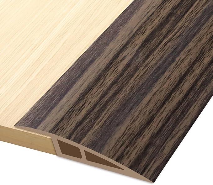 Vinyl Door Threshold Flooring Transition Strip Self Adhesive Carpet Edging Strip for Laminate Doorway Edge Threshold from 2/5" to 3/5" (Grayish Brown Wood Grain, 10 Ft)