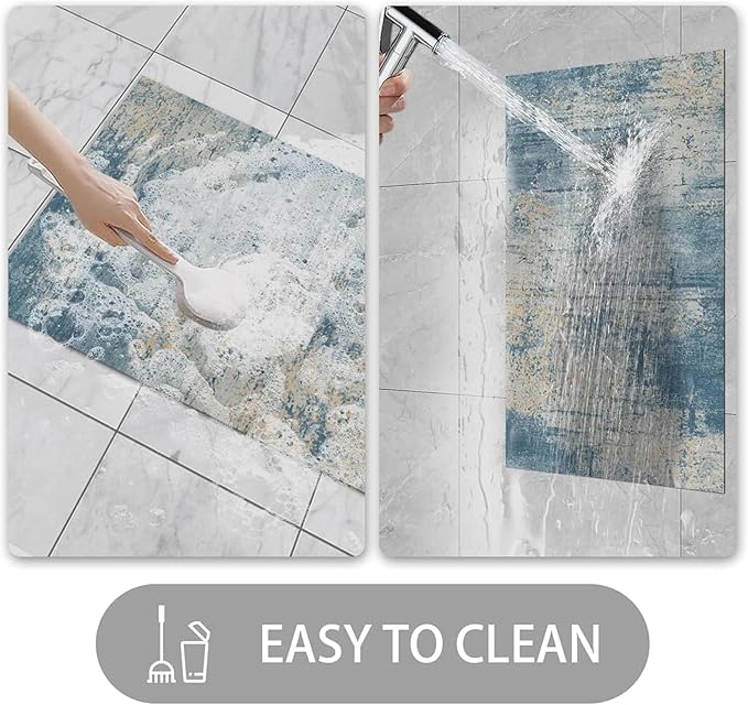 Ultra Thin Door Mat Indoor Entrance, 1/10 in Thin Door Mats for Inside Entry, Non-Slip Rubber Backing Washable Doormat, Fade Resistant, Absorbent, Low Profile Dirt Trapper, 30"X17",Distressed