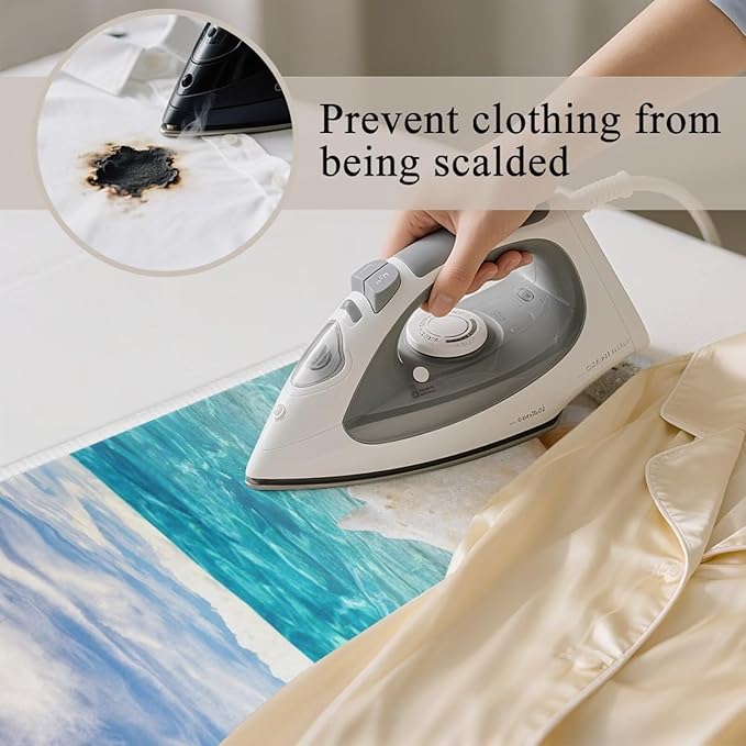 Ironing Mat Hawaiian Beach Heat Resistant Ironing Blanket Thick Portable Travel Ironing Pad for Table Top Washer and Dryer,Large Foldable Ironing Padding 32 x 16 Inch
