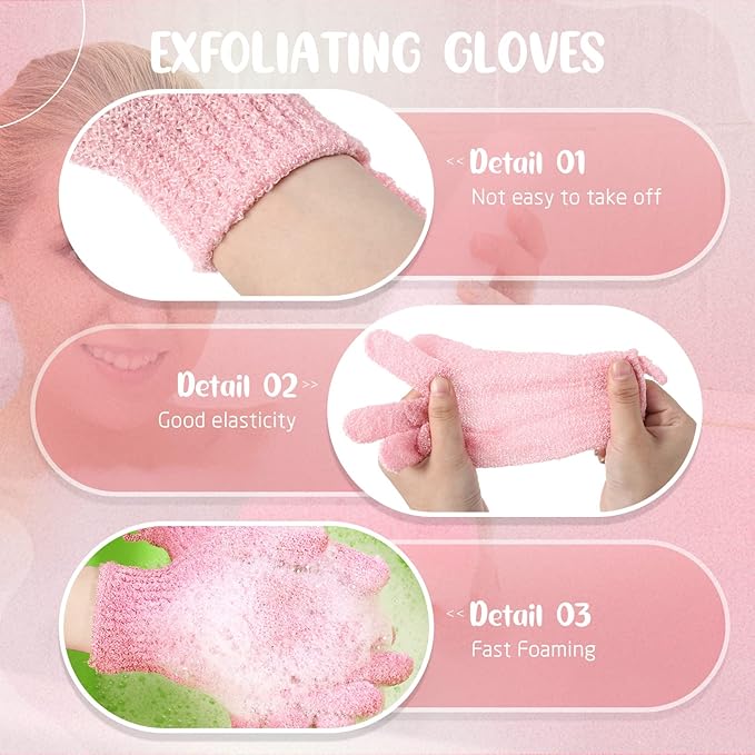 104 Pcs Exfoliating Glove Bulk Shower Gloves with Hanging Loop Exfoliating Body Scrubber Dead Skin Remover for Body Bath Beauty Spa Massage Scrubs Men Women Bathing(Multicolor)