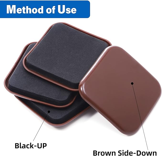 Furniture Sliders, 16pcs 3.5 inch Square Furniture Moving Kits Carpet Sliders for Moving Furniture, Heavy Duty Furniture Movers - Protect The Surface of Carpet, Easily Move Any Items
