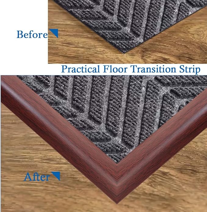 Floor Transition Strip Self Adhesive Carpet & Flooring Transitions Edging Trim Strip PVC Threshold Transitions Suitable for Threshold Height Less Than 5mm (20Ft, Wood Grain Coffee)
