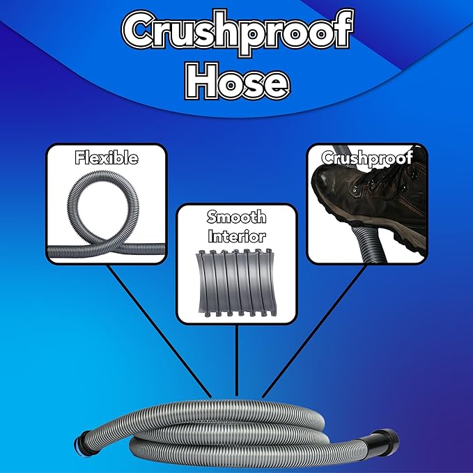 Cen-Tec Systems 94709 Quick Click 16 Ft. Hose for Home and Shop Vacuums with Expanded Multi-Brand Power Tool Adapter Set for Dust Collection