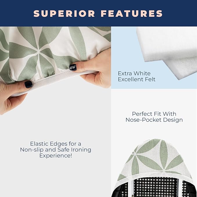 Ironing Board Cover and Pad Extra Thick Heavy Duty Padded 4 Layers Non Stick Scorch and Stain Resistant 15x54 and 3 Fasteners Elastic Edge with Bonus Protective Scorch Mesh Cloth