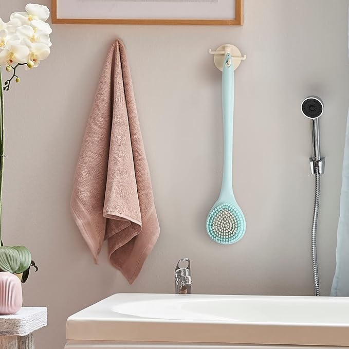 BEDELITE Back Scrubber for Shower - Long Handle Bath Brush (16.4 inches) with Soft Bristles, Exfoliating Body Brush for Men & Women(Blue)