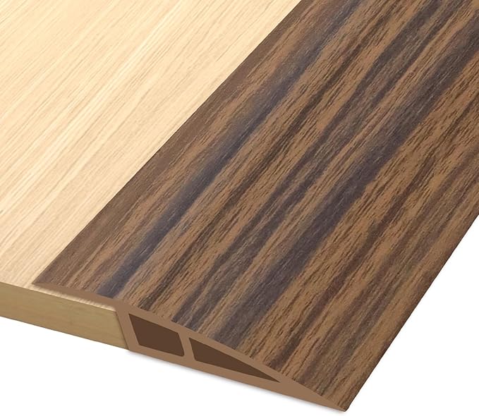 Vinyl Door Threshold Flooring Transition Strip Self Adhesive Carpet Edging Strip for Laminate Doorway Edge Threshold from 1/5" to 2/5" (Smoked Brown Wood Grain, 10 Ft)