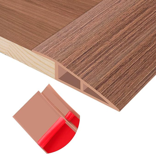 Floor Transition Strip Self Adhesive Vinyl Door Threshold for Doorways Carpet Edging Trim Overlap Edge Reducer for Laminate Floor, Carpet, Tile (Light Brown Wood Grain, 2/5" to 3/5", 6.6Ft)