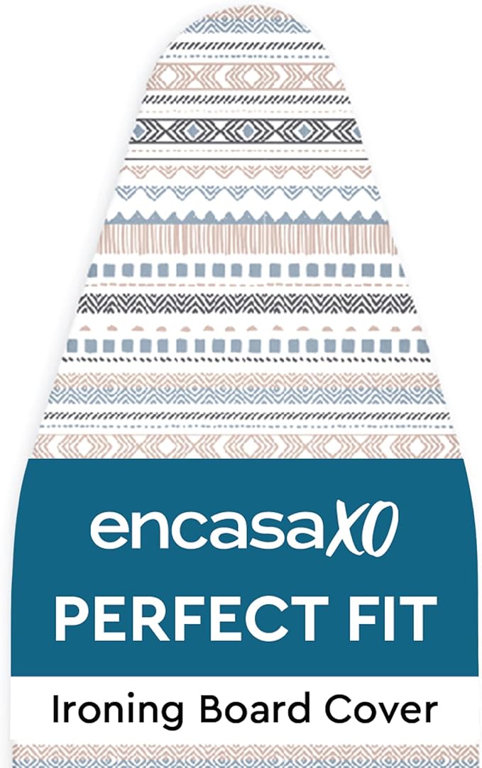 Encasa XO Ironing Board Cover and Pad 54"x15" - Thick 3mm Felt Padding, Drawstring Tightening & Lock, Easy Fit, Scorch & Stain Resistant, Fits Standard Large Ironing Board - Aztec
