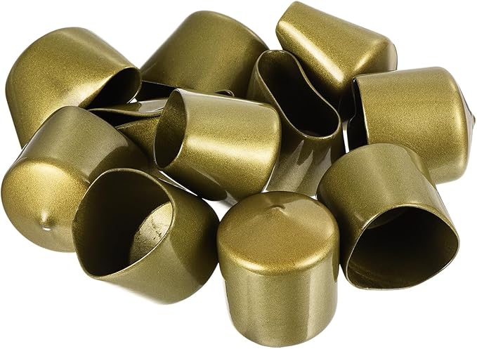 uxcell 20pcs Rubber End Caps 1 3/8"(35mm) ID Vinyl Round Tube Bolt Cap Cover Thread Protectors Gold
