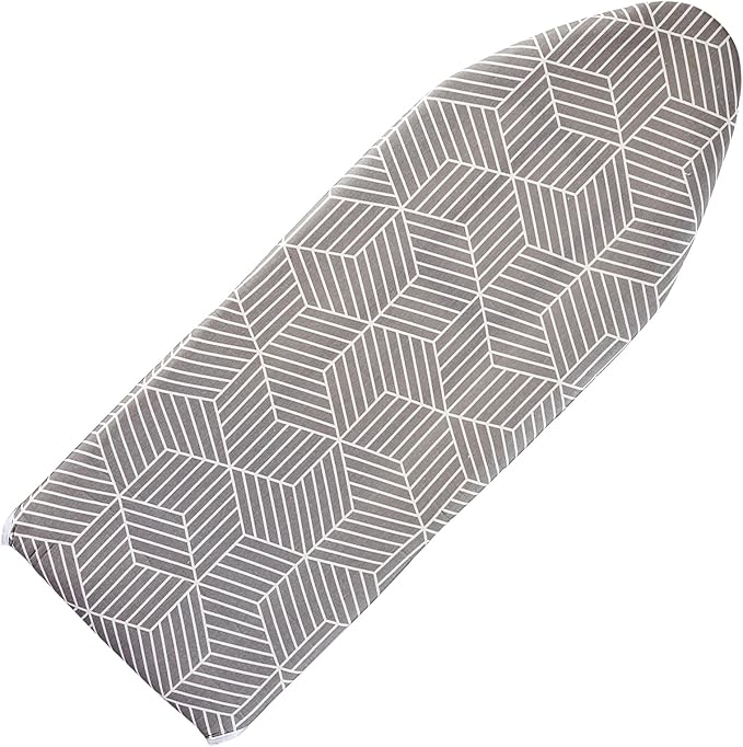 Over The Door Ironing Board Cover 13 x 37 inch, Small Iron Board Cover w Heat Reflective 3 Layers Thick Padding with Hook and Loop Fasteners (Gray Cube)
