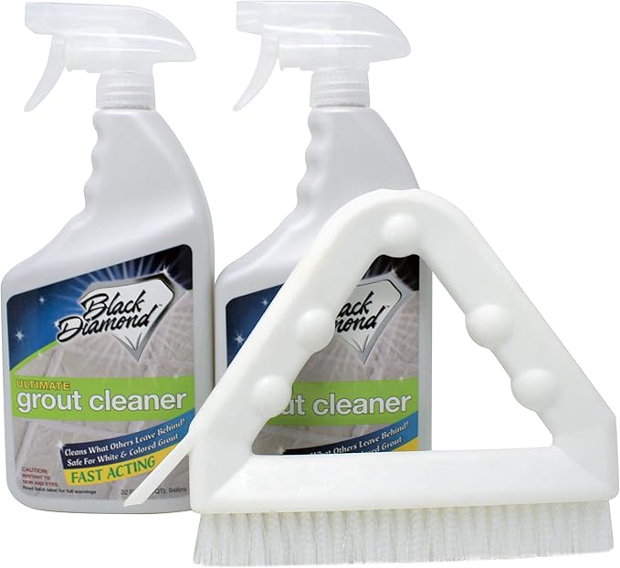 Ultimate Grout Cleaner for Tile Floors Blasts Away Years of Dirt and Grime. Heavy Duty Spray Cleaning Solution. Safe for Colored Grout and Natural Stone. Professional Results 2-QTS W Brush