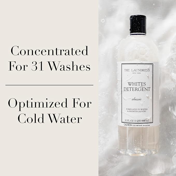 The Laundress Whites Detergent, Concentrated Laundry Detergent Liquid, Whiten & Brighten Clothes, Tough on Stains, Classic Scent, 32 oz.