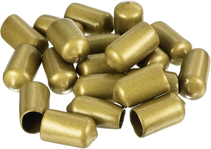 uxcell 20pcs Rubber End Caps 1/2"(12mm) ID Vinyl Round Tube Bolt Cap Cover Thread Protectors Gold