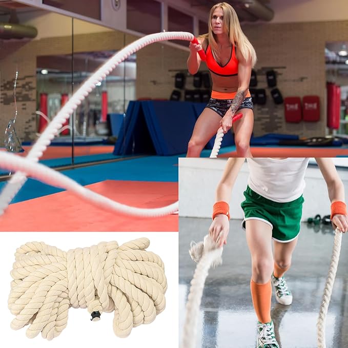 20mm Diameter Natural Twisted Cotton Rope, 49 Feet Length Premium Adult Strength Cotton Rope, Soft, Triple-Strand Rope for Nautical Crafts and Home Decoration