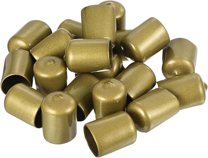 uxcell 20pcs Rubber End Caps 3/4"(19mm) ID Vinyl Round Tube Bolt Cap Cover Thread Protectors Gold