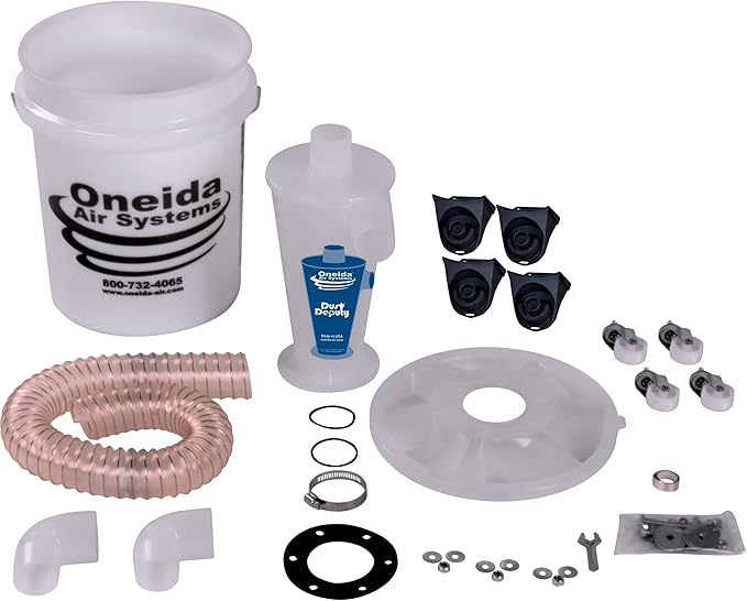 Oneida Air Systems Dust Collector & Cyclone Separator Kit w/ Clear Bucket, DD Deluxe 5-Gal - Portable Cyclone Machine for Wet and Dry Shop Vacuums