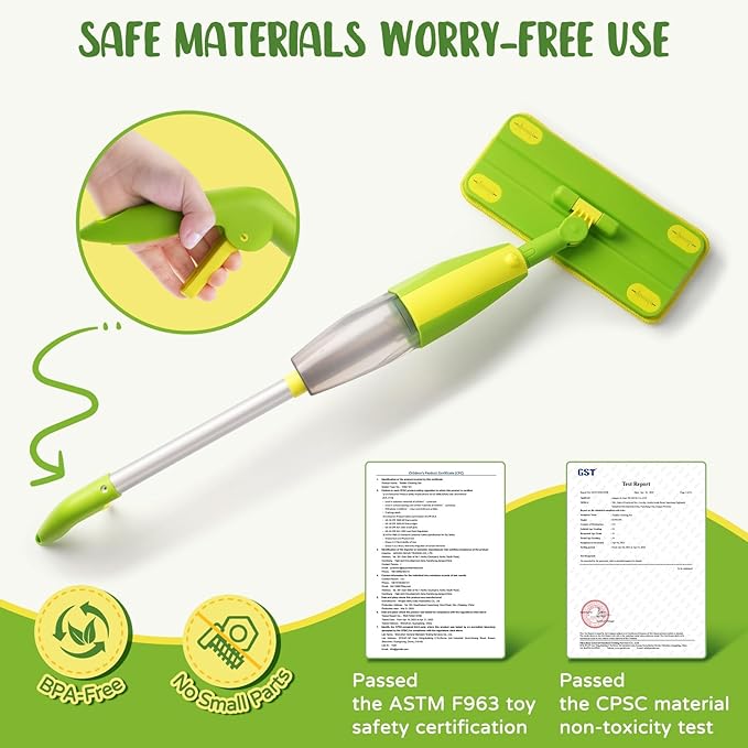 Toddler Spray Mop-Montessori Toys Mini Size Cleaning Mini Mop That Really Spray -Kid Pretend Play Toys Gift for Toddlers Girls Boys