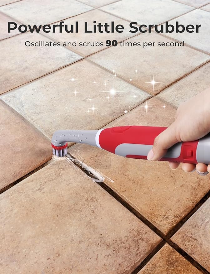 Sweepulire Electric Grout Brush, Battery Operated Power Scrubber with Stainless Steel Wire Brush, Multi-Purpose Tile Grout Cleaner Brush for Cleaning Grout, Tile, Corner, Kitchen, Shower, Tight Space