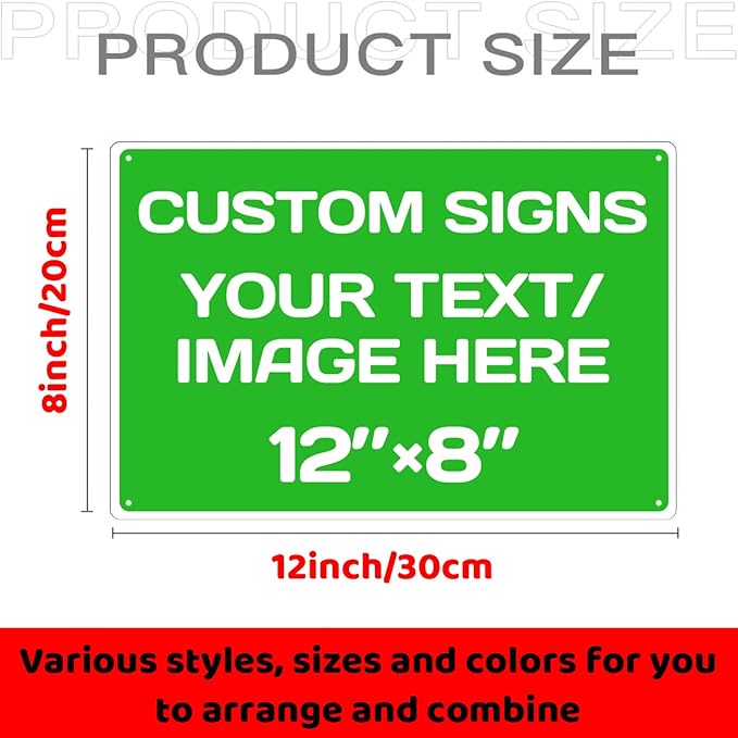 Repaly Personalized signs,Aluminum Weatherproof Metal Sign Multiple Sizes Custom Personalized Text And picture Here,hazard sign,garden sign,custom door sign,Customised business signs Green 12×8